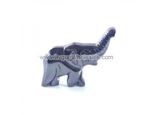 Hematite Elephant 28x50mm Pendant